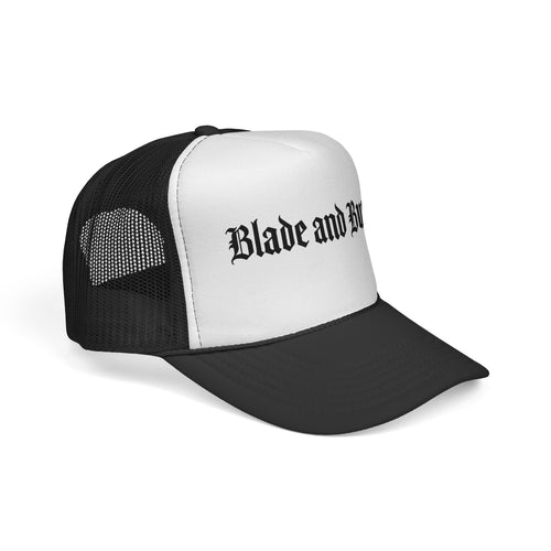 Blade and Bunny Trucker Hat — Gothic Logo Mesh Cap
