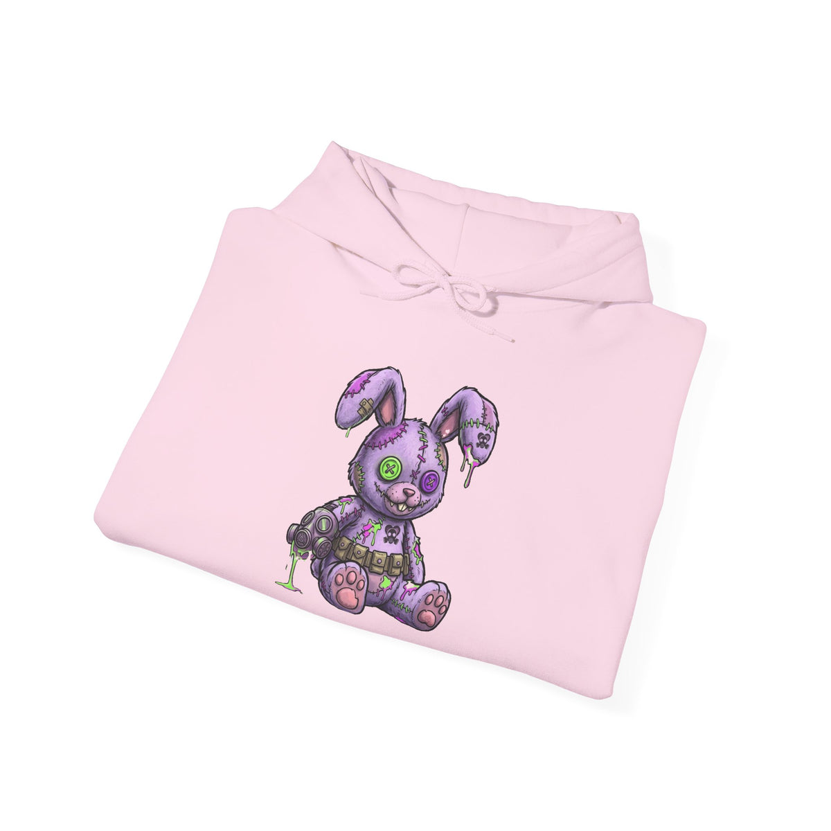 Blade and Bunny Hoodie — Gothic Purple Stitched Bunny Graphic Sweatshirt
