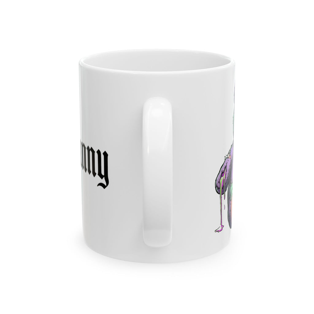 Gothic 'Blade and Bunny' Ceramic Mug — Cute Creepy Teddy Bear Coffee Cup (11oz/15oz)