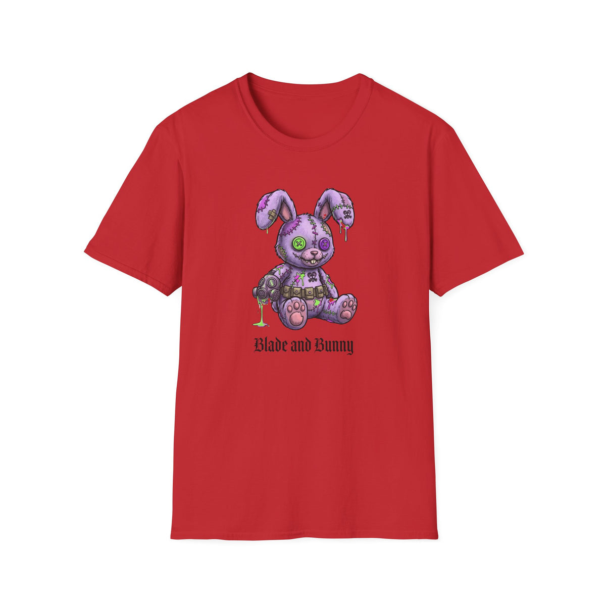 Cute Grunge Purple Stitched Bunny T-Shirt — "Blake and Bunny" Graphic Tee