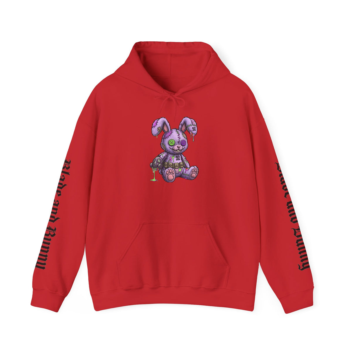Blade and Bunny Hoodie — Gothic Purple Stitched Bunny Graphic Sweatshirt
