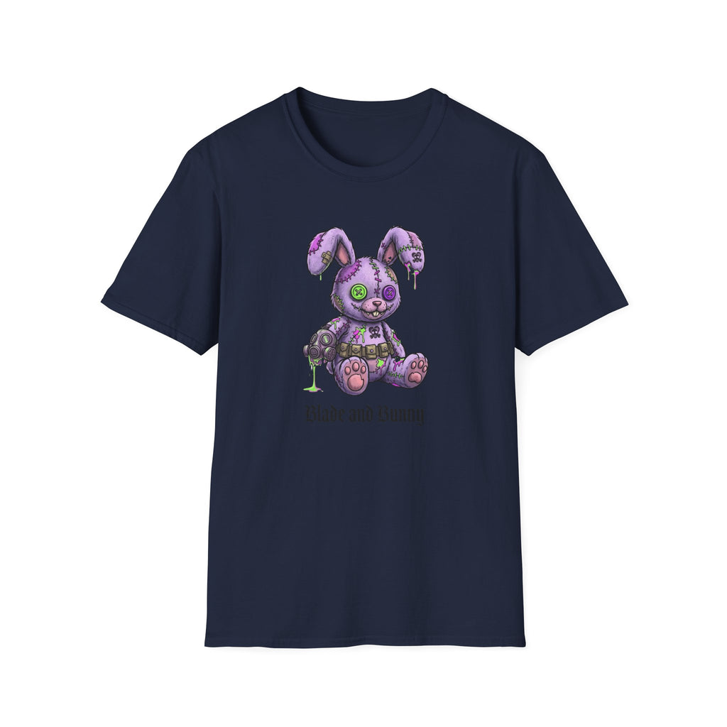Cute Grunge Purple Stitched Bunny T-Shirt — "Blake and Bunny" Graphic Tee