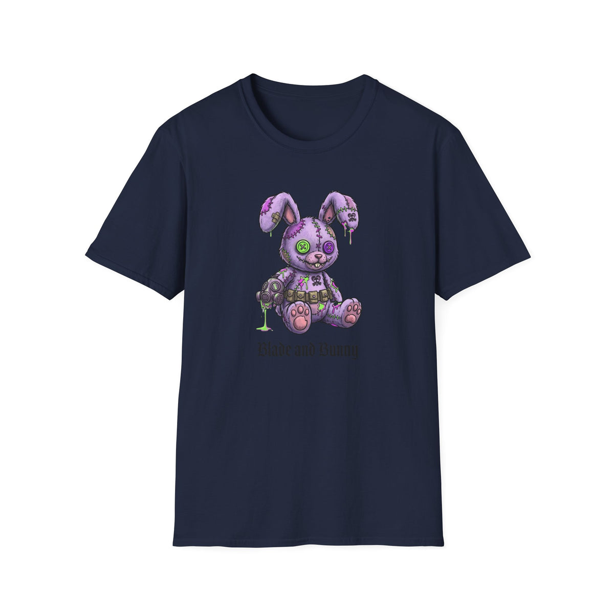 Cute Grunge Purple Stitched Bunny T-Shirt — "Blake and Bunny" Graphic Tee