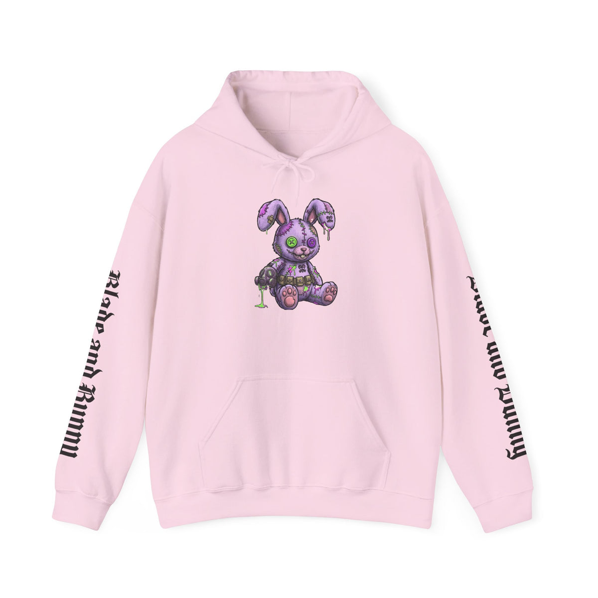 Blade and Bunny Hoodie — Gothic Purple Stitched Bunny Graphic Sweatshirt