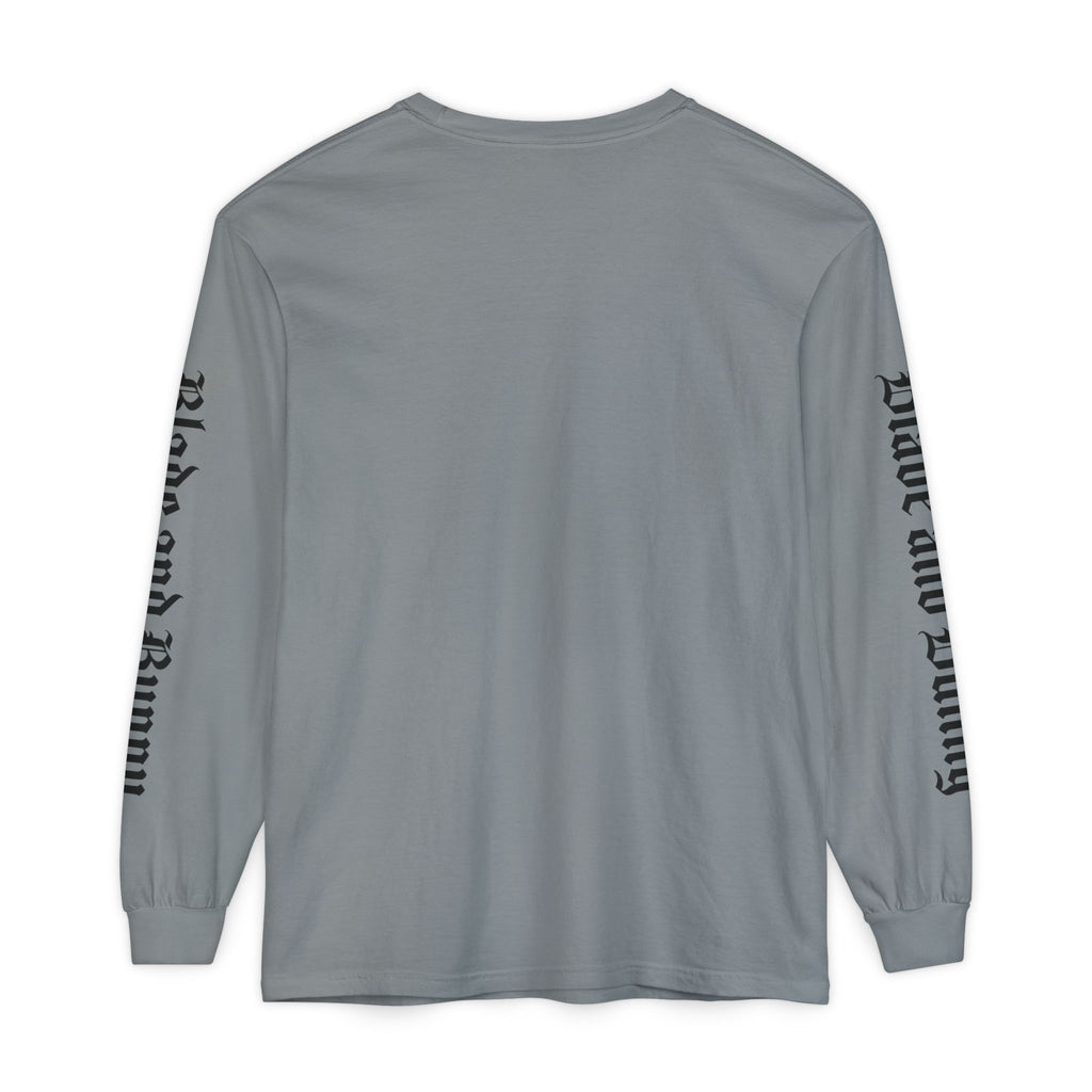 Blade and Bunny Long Sleeve Tee — Distressed Horror Bunny Graphic