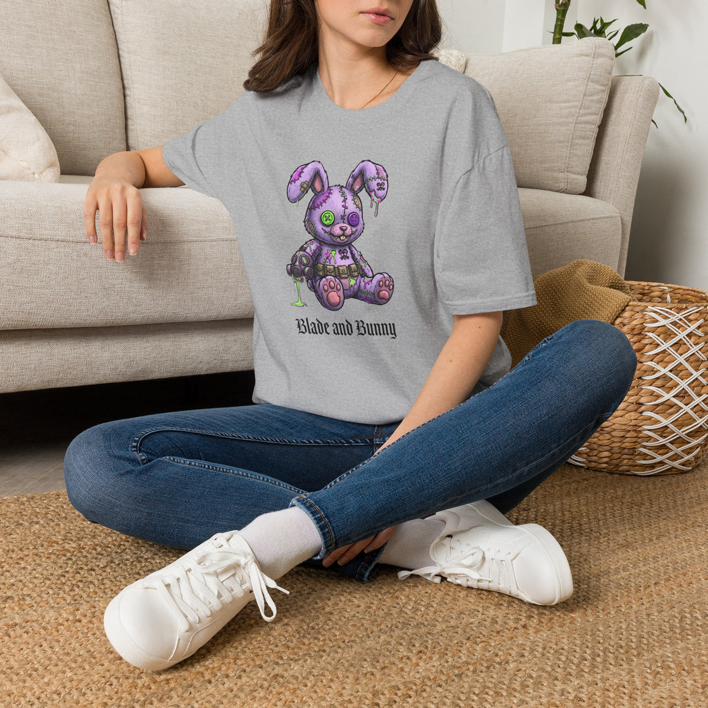 Cute Grunge Purple Stitched Bunny T-Shirt — "Blake and Bunny" Graphic Tee
