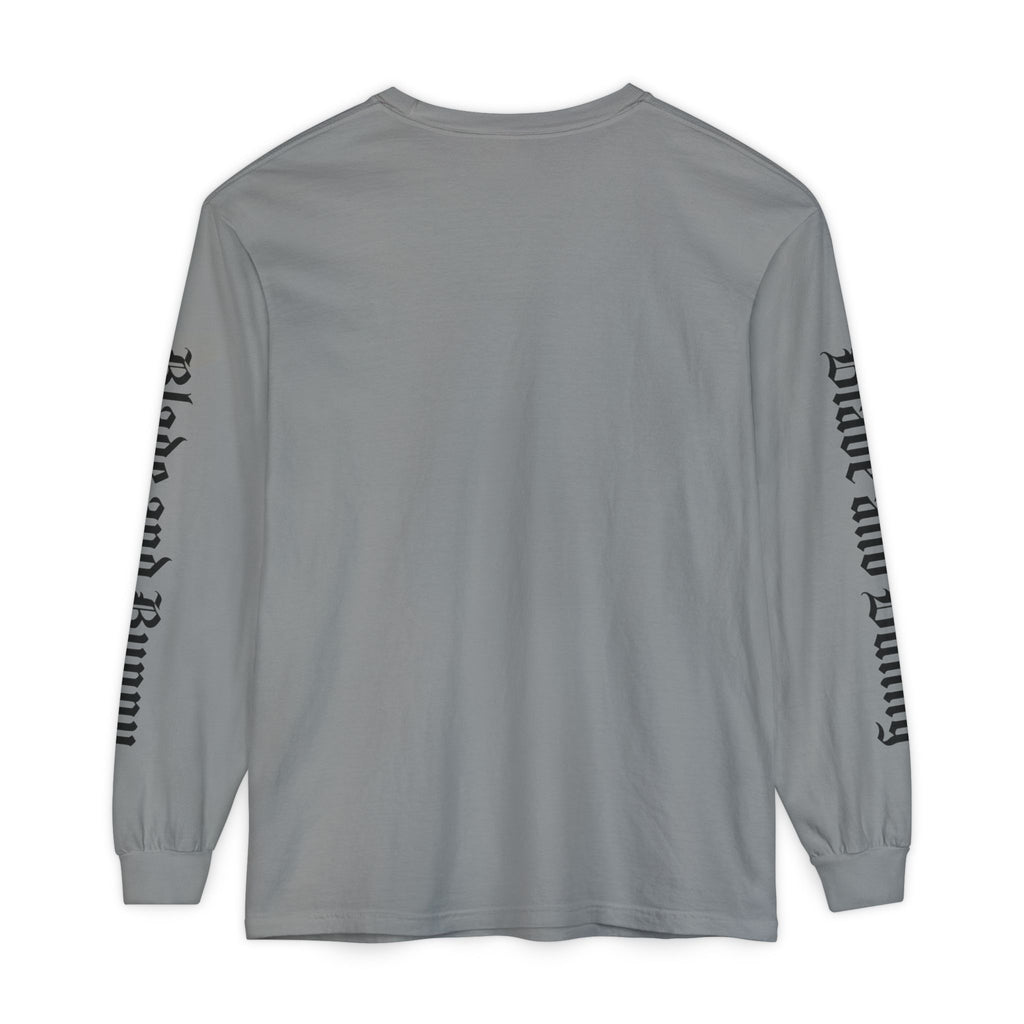 Blade and Bunny Long Sleeve Tee — Distressed Horror Bunny Graphic