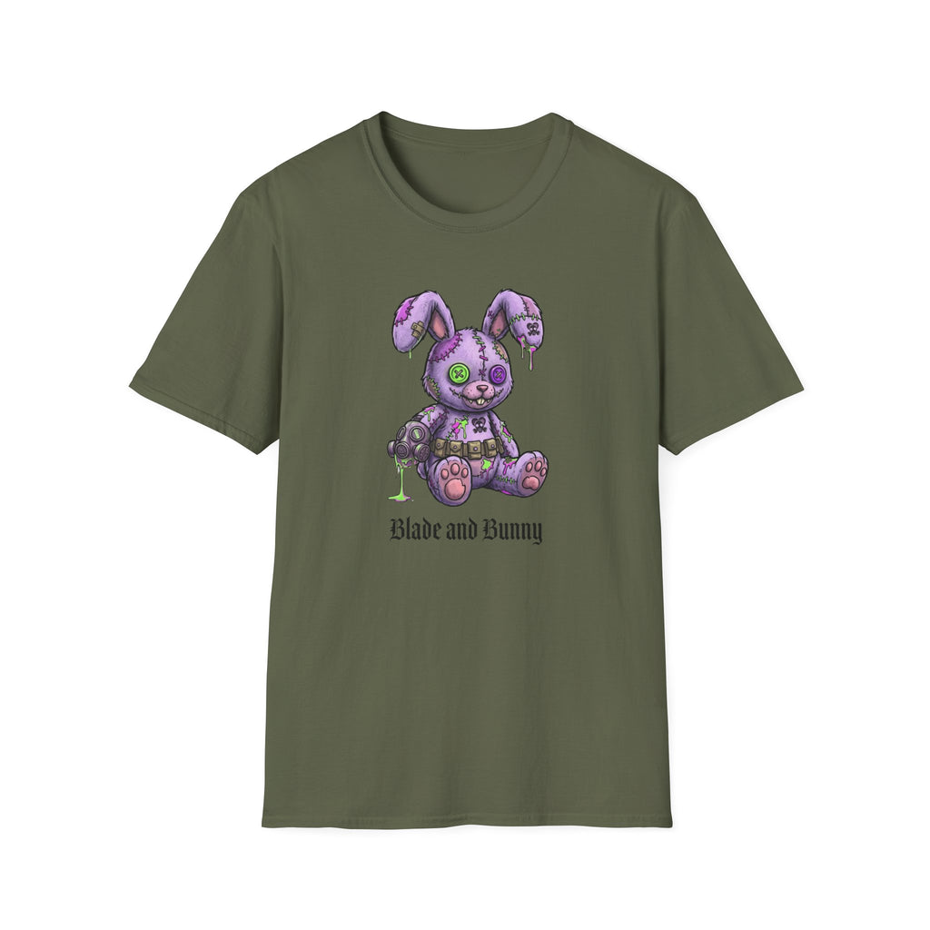 Cute Grunge Purple Stitched Bunny T-Shirt — "Blake and Bunny" Graphic Tee