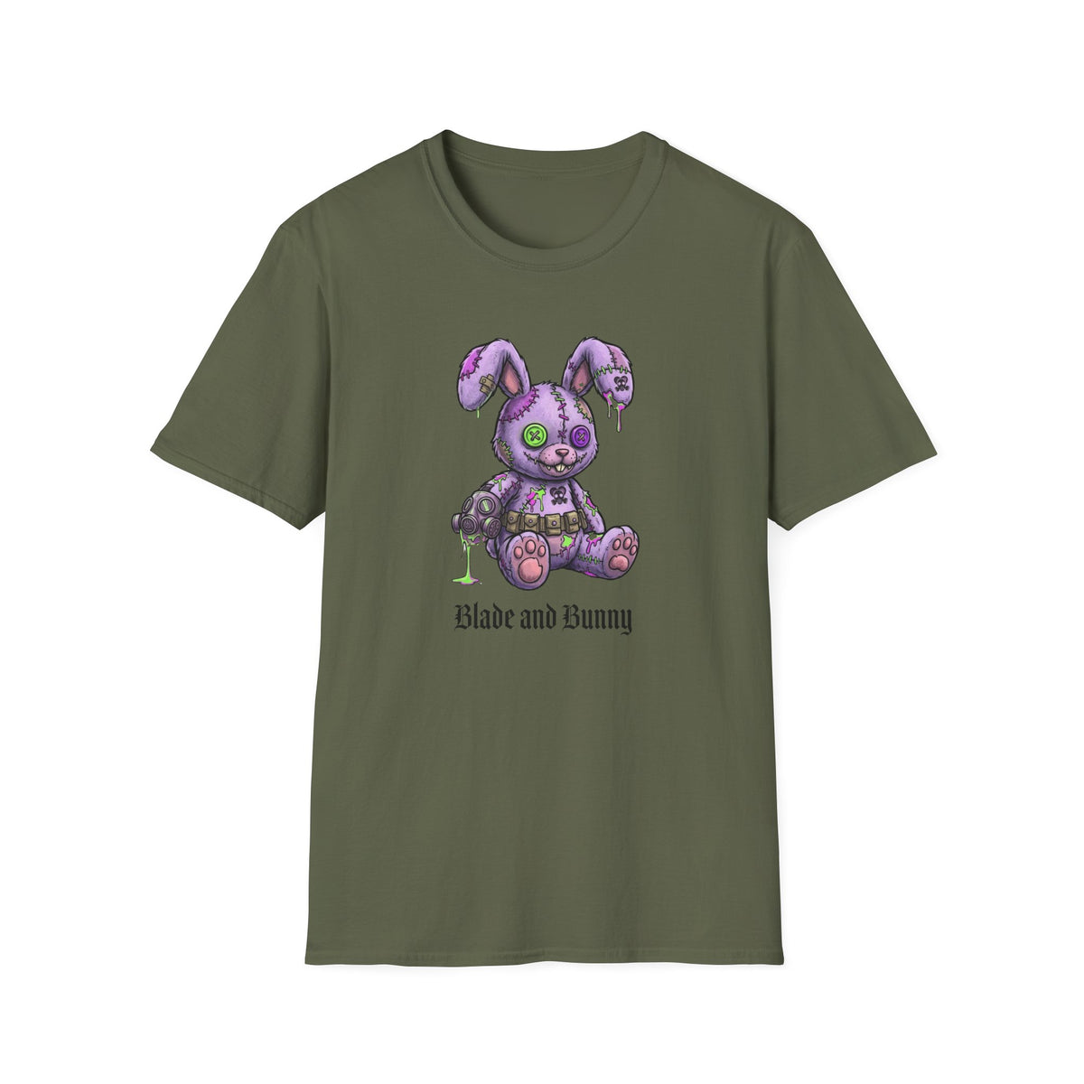 Cute Grunge Purple Stitched Bunny T-Shirt — "Blake and Bunny" Graphic Tee