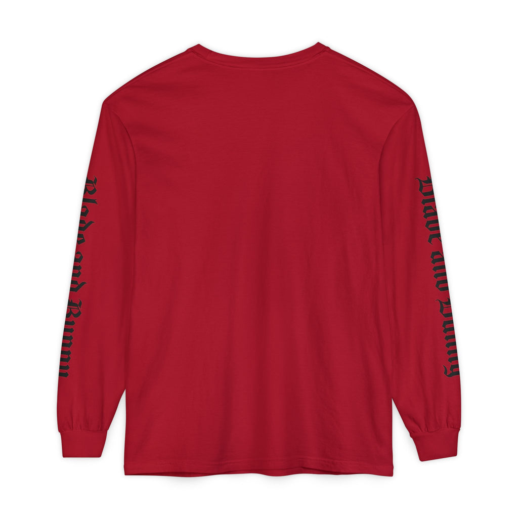 Blade and Bunny Long Sleeve Tee — Distressed Horror Bunny Graphic