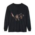Blade and Bunny Long Sleeve Tee — Distressed Horror Bunny Graphic