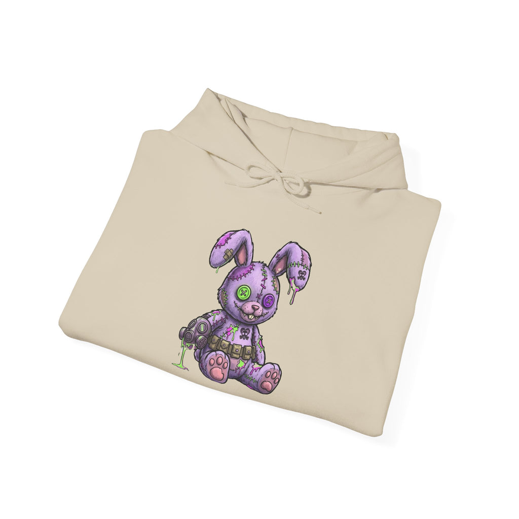 Blade and Bunny Hoodie — Gothic Purple Stitched Bunny Graphic Sweatshirt