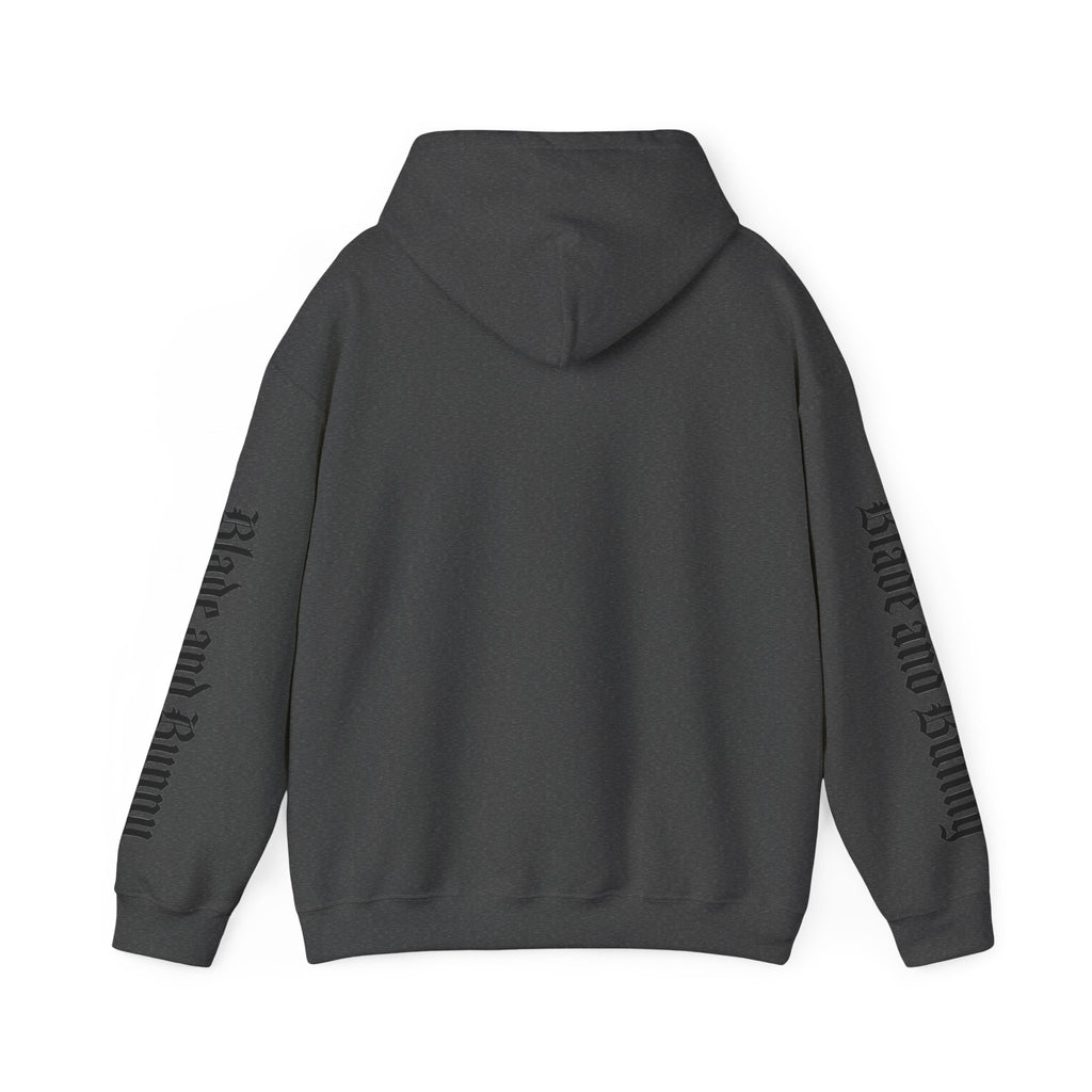 Blade and Bunny Hoodie — Gothic Purple Stitched Bunny Graphic Sweatshirt