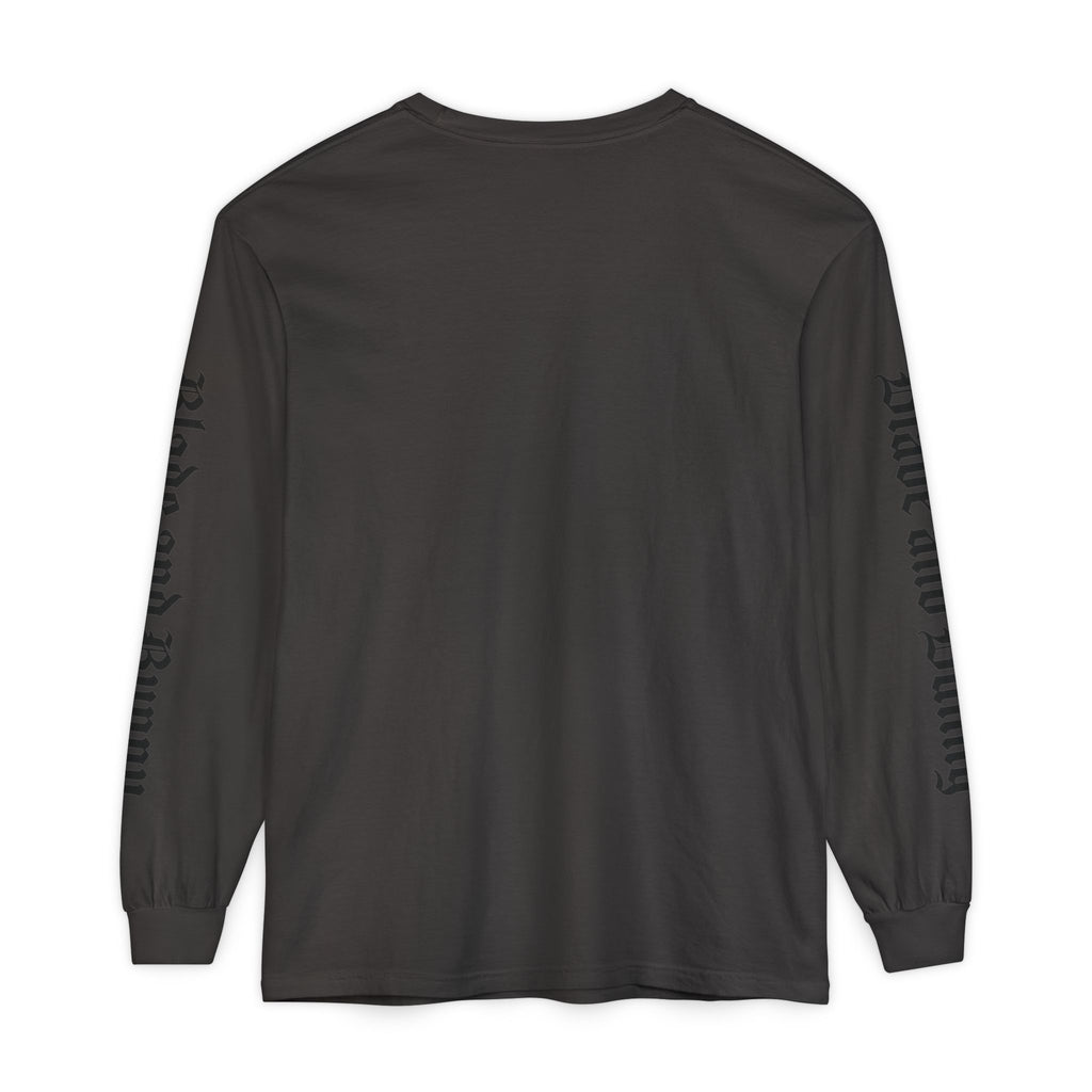 Blade and Bunny Long Sleeve Tee — Distressed Horror Bunny Graphic