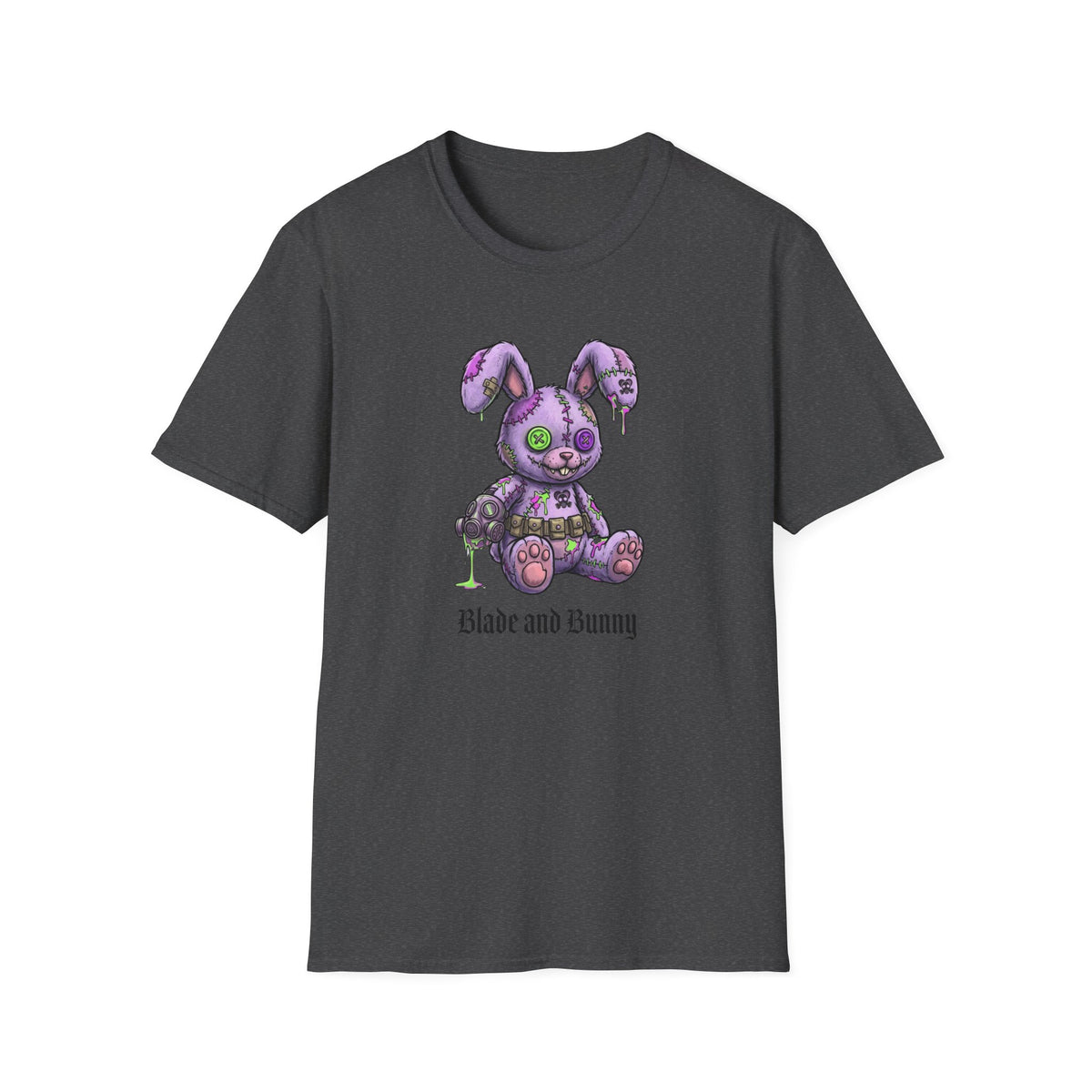 Cute Grunge Purple Stitched Bunny T-Shirt — "Blake and Bunny" Graphic Tee
