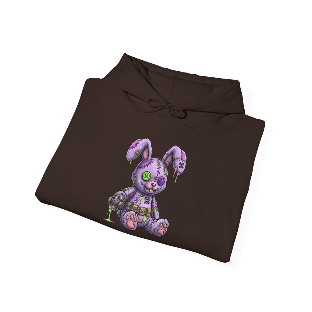 Blade and Bunny Hoodie — Gothic Purple Stitched Bunny Graphic Sweatshirt