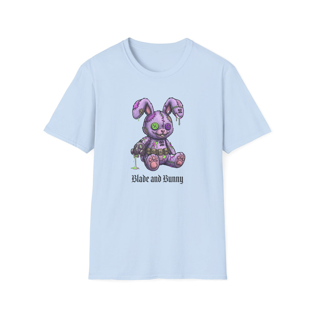 Cute Grunge Purple Stitched Bunny T-Shirt — "Blake and Bunny" Graphic Tee