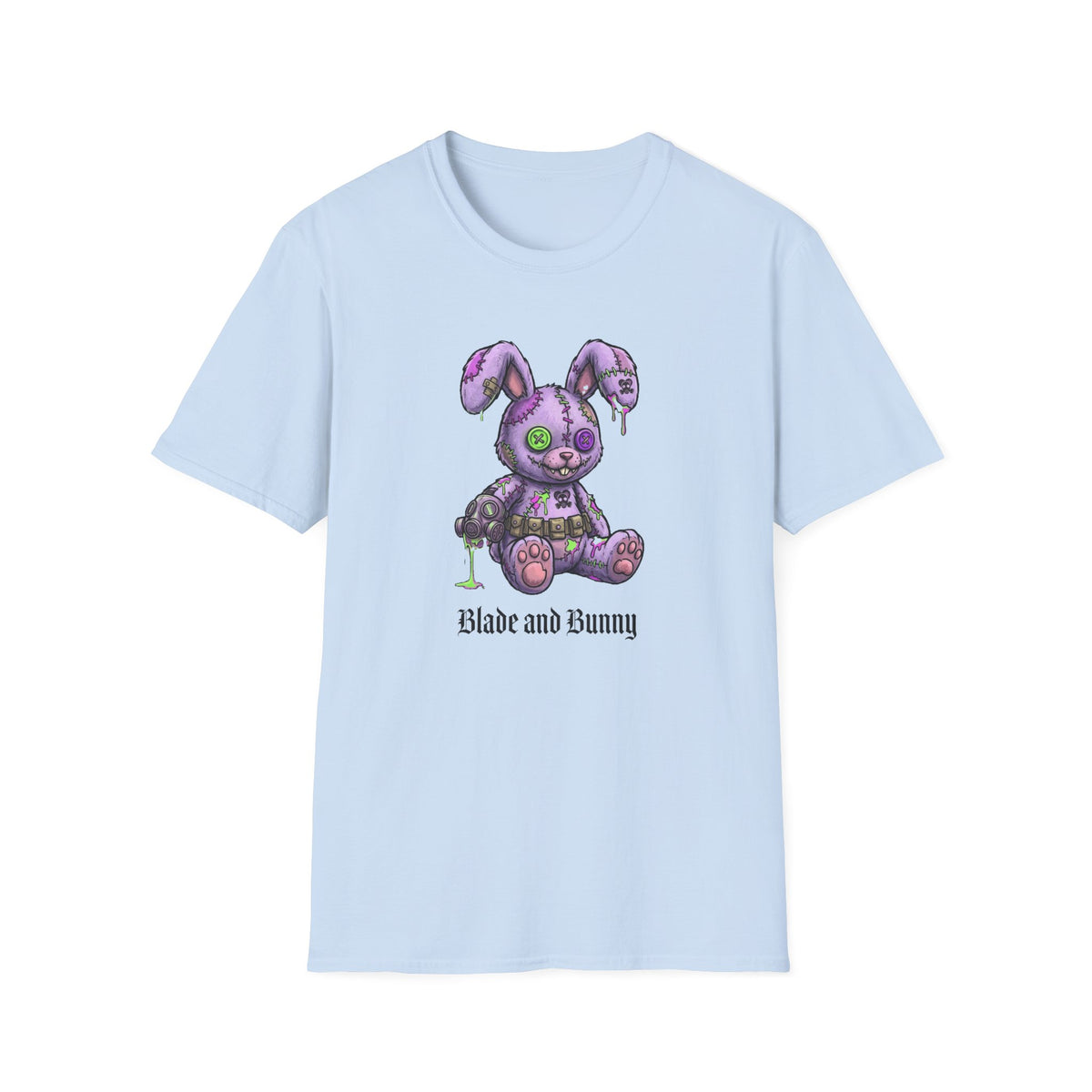 Cute Grunge Purple Stitched Bunny T-Shirt — "Blake and Bunny" Graphic Tee
