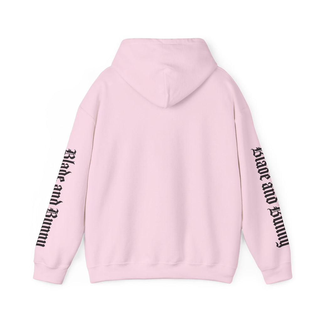 Blade and Bunny Hoodie — Gothic Purple Stitched Bunny Graphic Sweatshirt