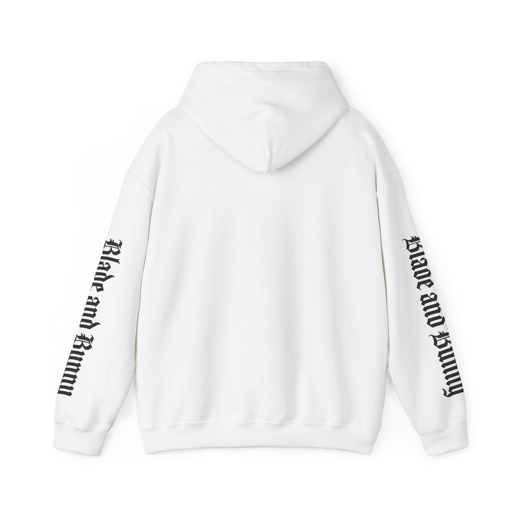Blade and Bunny Hoodie — Gothic Purple Stitched Bunny Graphic Sweatshirt