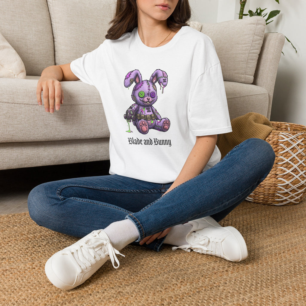 Cute Grunge Purple Stitched Bunny T-Shirt — "Blake and Bunny" Graphic Tee