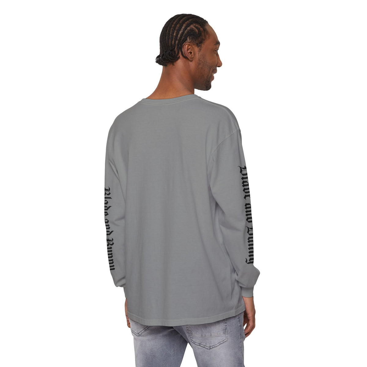 Blade and Bunny Long Sleeve Tee — Distressed Horror Bunny Graphic