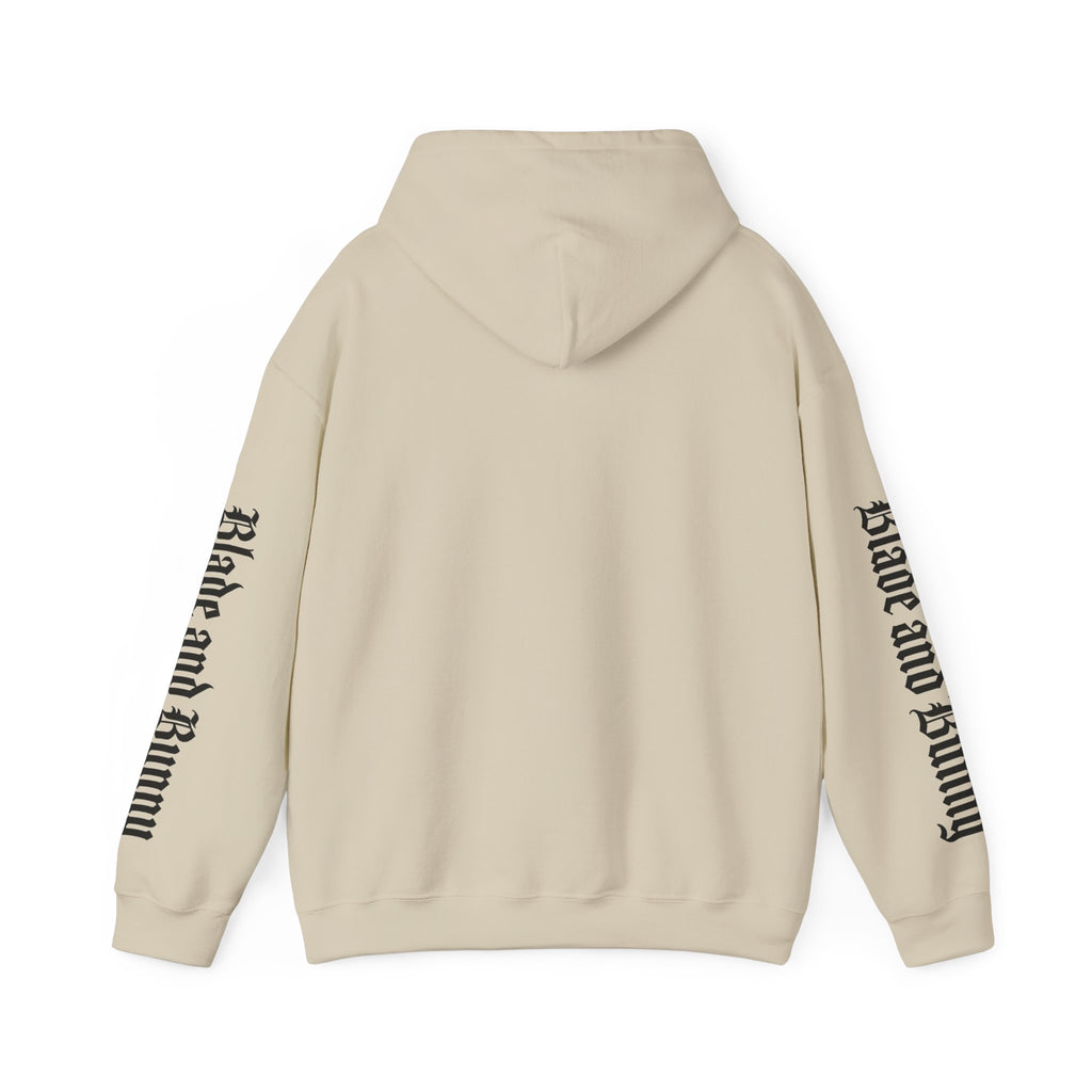 Blade and Bunny Hoodie — Gothic Purple Stitched Bunny Graphic Sweatshirt