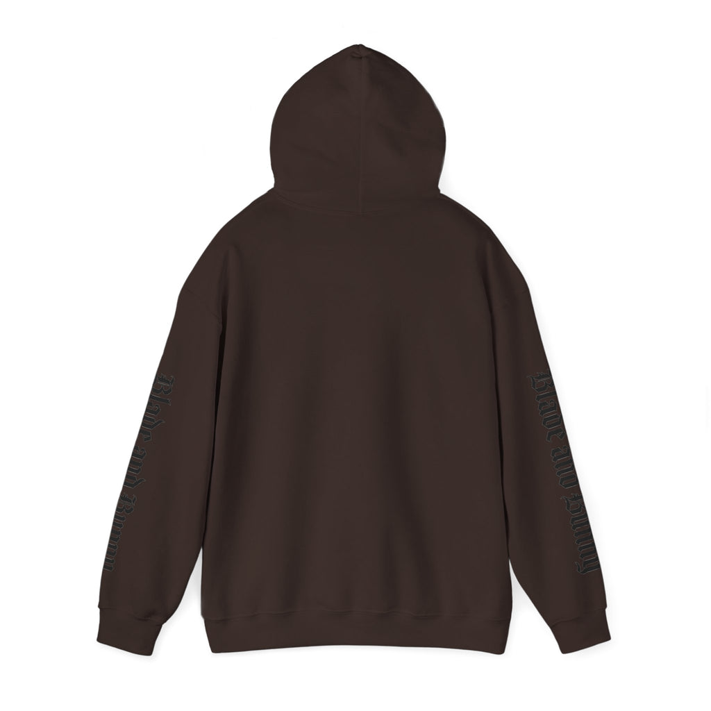 Blade and Bunny Hoodie — Gothic Purple Stitched Bunny Graphic Sweatshirt