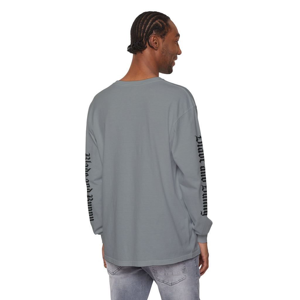 Blade and Bunny Long Sleeve Tee — Distressed Horror Bunny Graphic