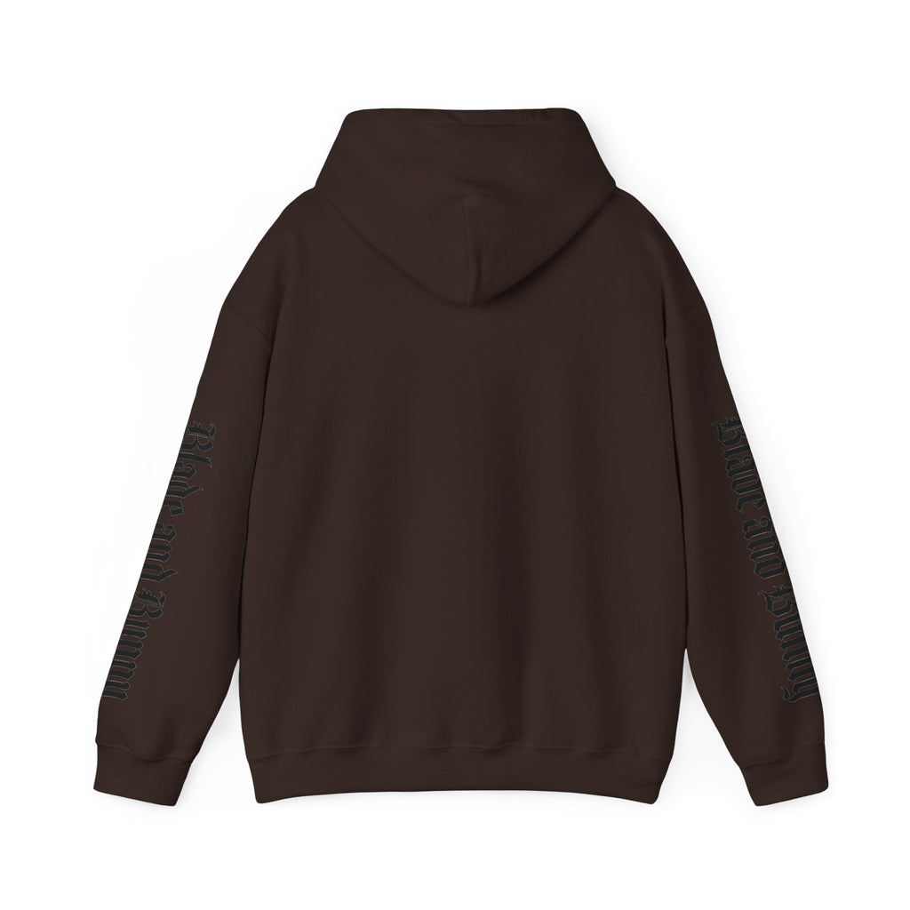 Blade and Bunny Hoodie — Gothic Purple Stitched Bunny Graphic Sweatshirt
