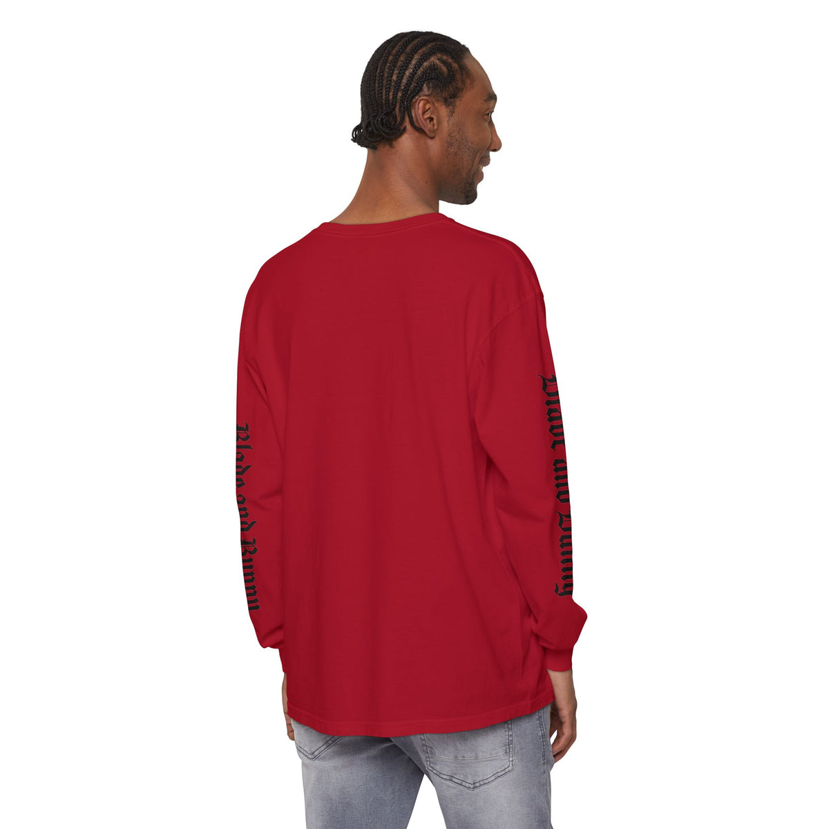 Blade and Bunny Long Sleeve Tee — Distressed Horror Bunny Graphic