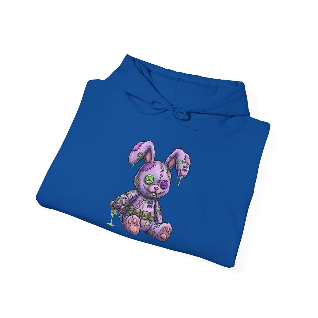 Blade and Bunny Hoodie — Gothic Purple Stitched Bunny Graphic Sweatshirt