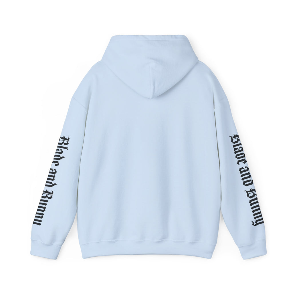 Blade and Bunny Hoodie — Gothic Purple Stitched Bunny Graphic Sweatshirt