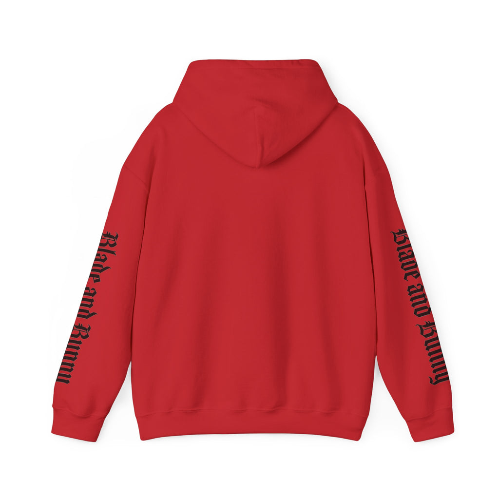 Blade and Bunny Hoodie — Gothic Purple Stitched Bunny Graphic Sweatshirt