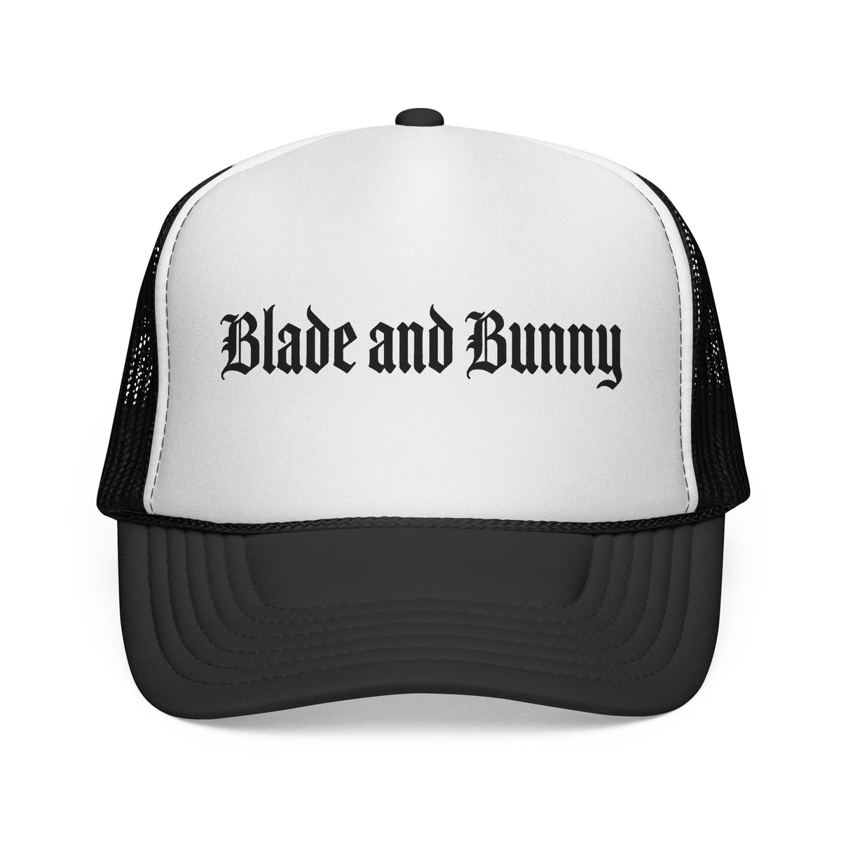 Blade and Bunny Trucker Hat — Gothic Logo Mesh Cap