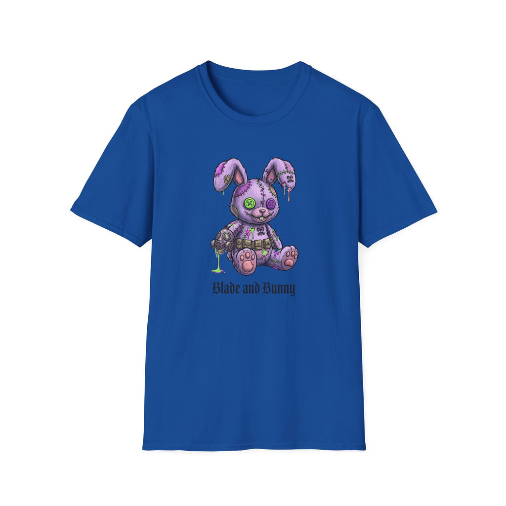 Cute Grunge Purple Stitched Bunny T-Shirt — "Blake and Bunny" Graphic Tee