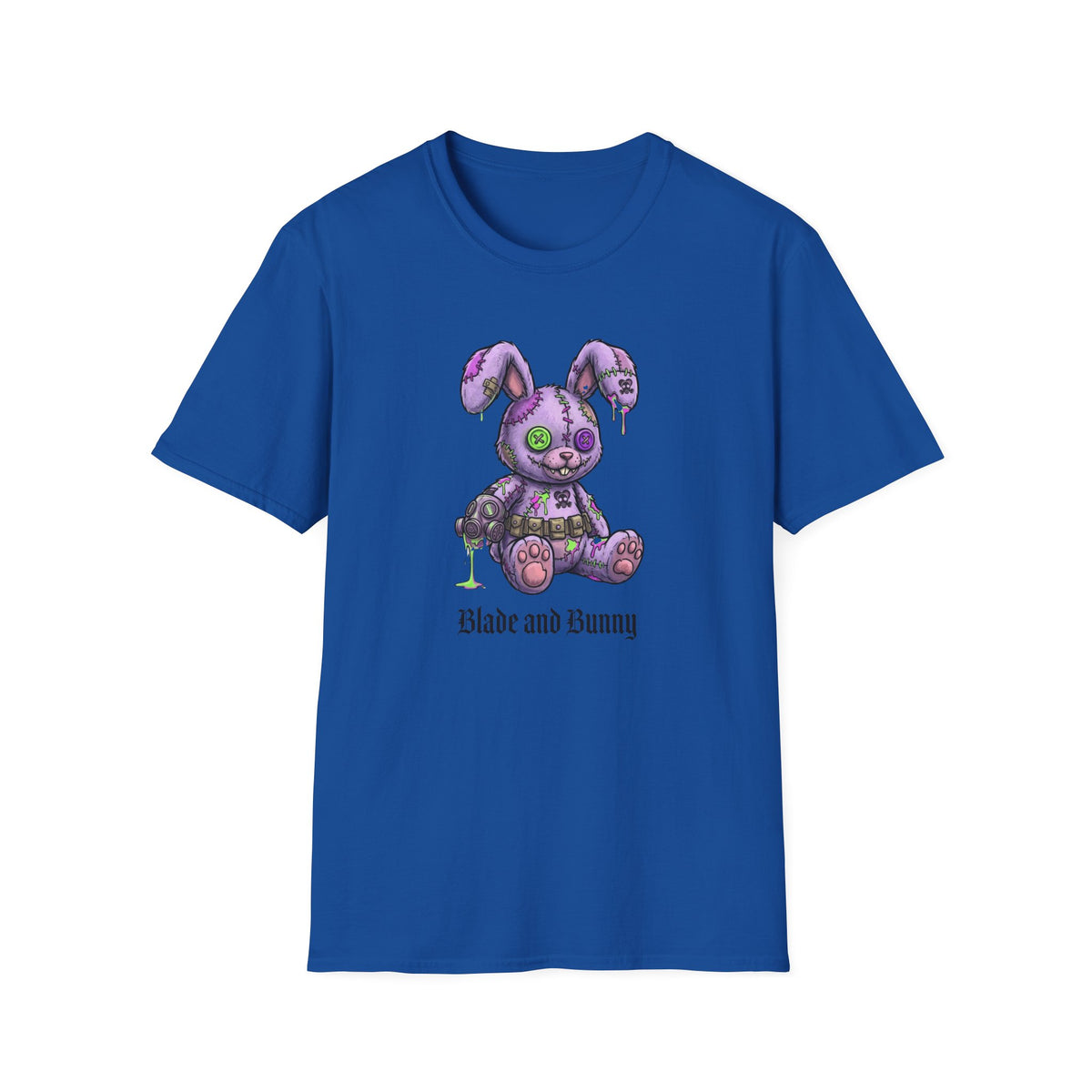 Cute Grunge Purple Stitched Bunny T-Shirt — "Blake and Bunny" Graphic Tee