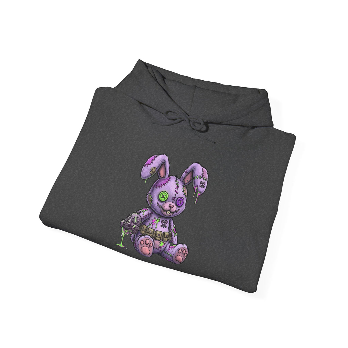 Blade and Bunny Hoodie — Gothic Purple Stitched Bunny Graphic Sweatshirt
